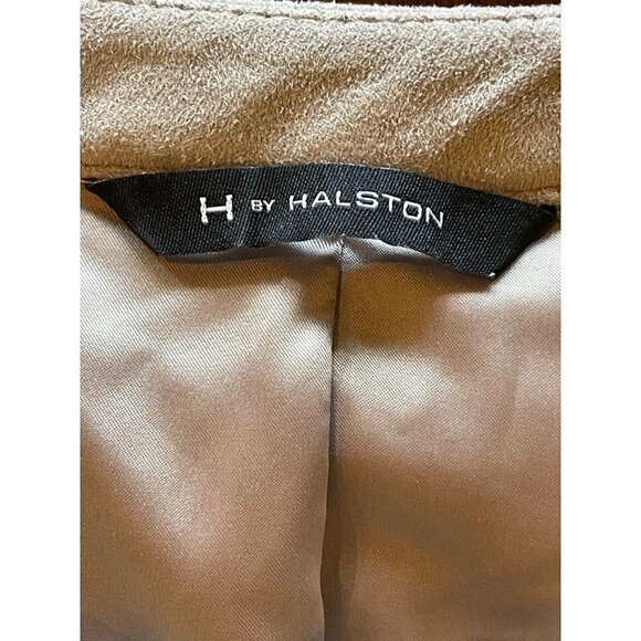 H By Halston Gray Faux Suede Knit Sleeves Tie Waist Trench Coat Jacket Size 8 - Picture 9 of 12